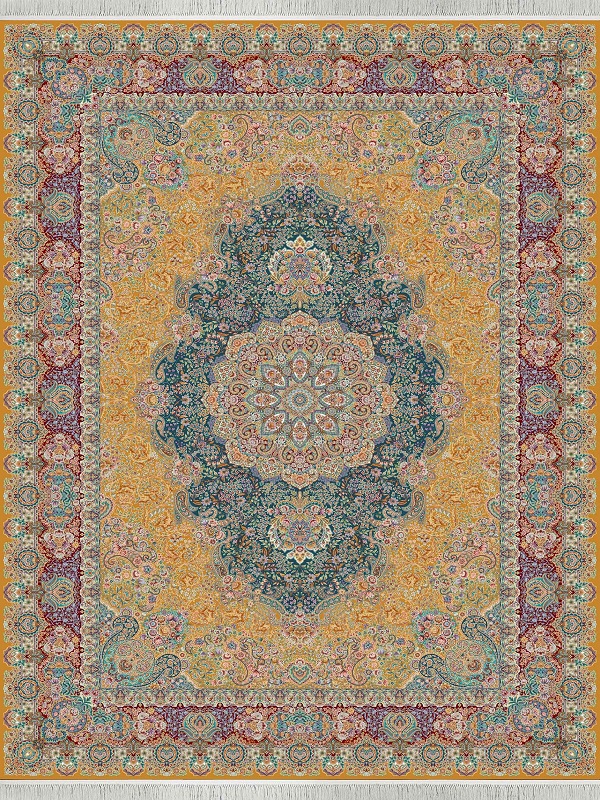 السجادة 1500 غرزة تصمیم کشمیر حریر